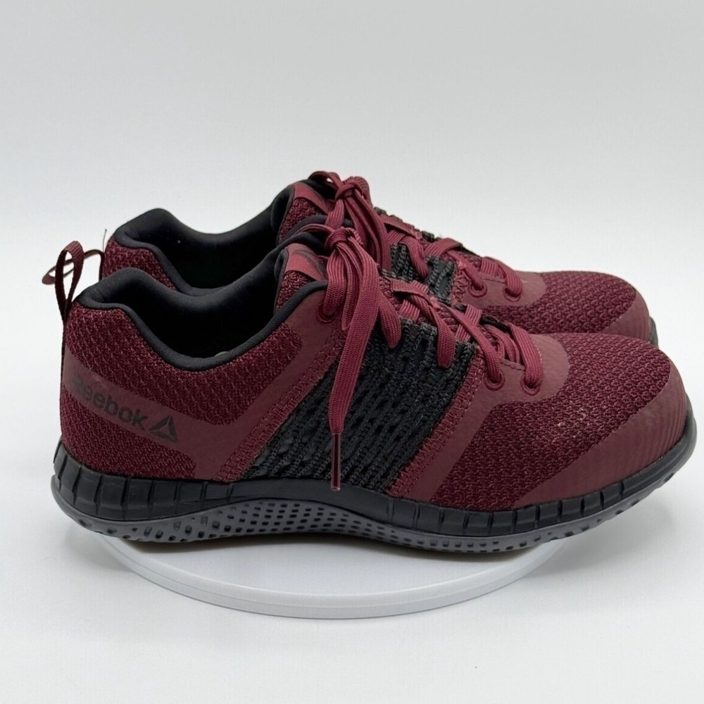 Reebok Women's Burgundy Safety Shoes Slip Resist Composite Toe Size 7.5 WIDE